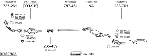 Sistema de gases de escape Vw GOLF III Variant
