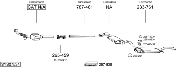 Sistema de gases de escape Vw GOLF III Variant