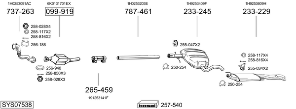Sistema de gases de escape Vw GOLF III Variant