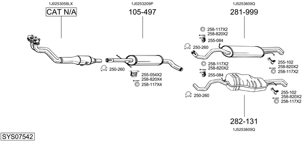 Sistema de gases de escape Vw GOLF IV Variant