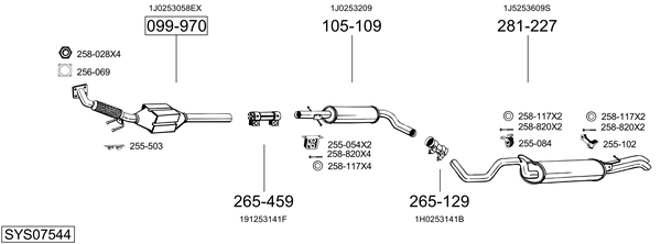 Sistema de gases de escape Vw GOLF IV Variant