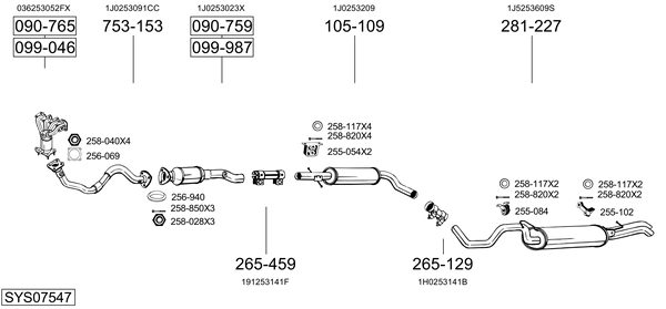Sistema de gases de escape Vw GOLF IV Variant