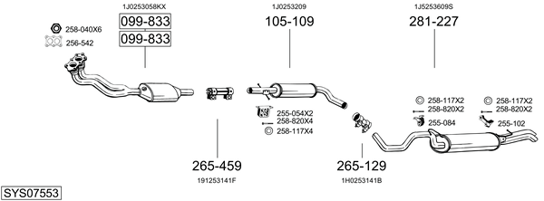 Sistema de gases de escape Vw GOLF IV Variant