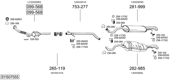 Sistema de gases de escape Vw GOLF IV Variant