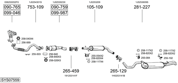 Sistema de gases de escape Vw GOLF IV Variant