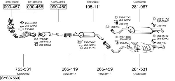 Sistema de gases de escape Vw GOLF IV Variant