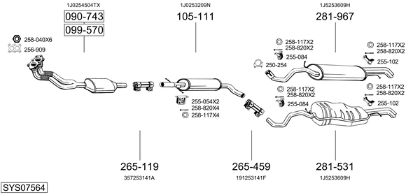 Sistema de gases de escape Vw GOLF IV Variant