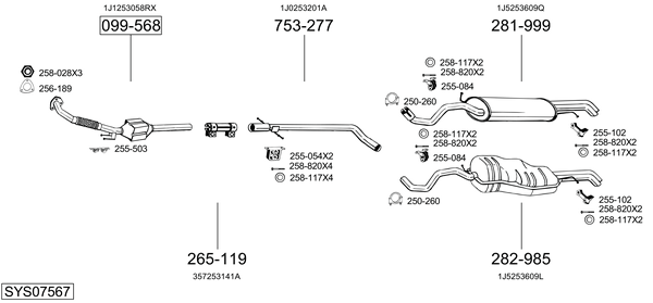Sistema de gases de escape Vw GOLF IV Variant