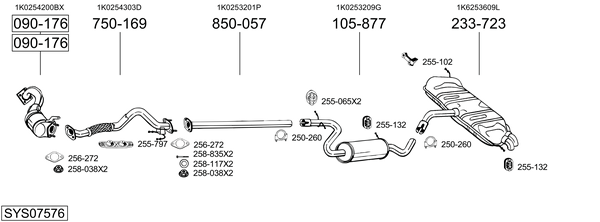 Sistema de gases de escape Vw GOLF PLUS V