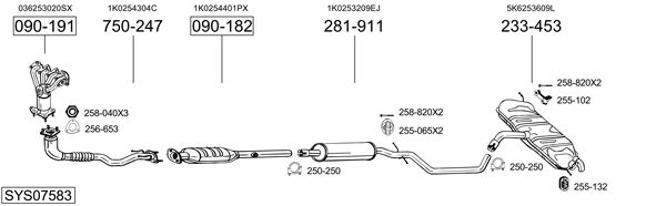 Sistema de gases de escape Vw GOLF PLUS V