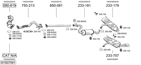 Sistema de gases de escape Vw GOLF PLUS V