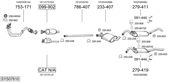 Sistema de gases de escape Vw JETTA II