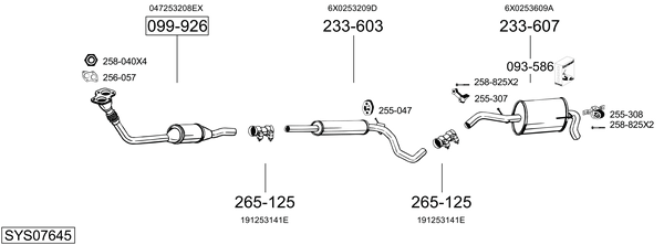 Sistema de gases de escape Vw LUPO I