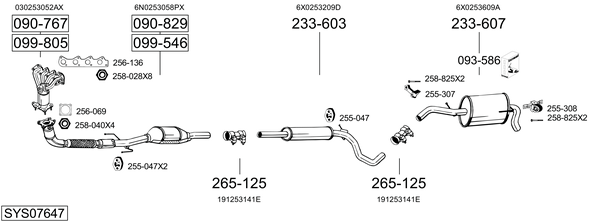 Sistema de gases de escape Vw LUPO I