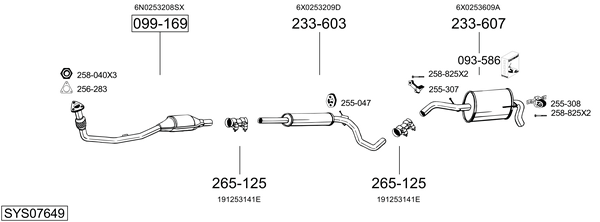 Sistema de gases de escape Vw LUPO I
