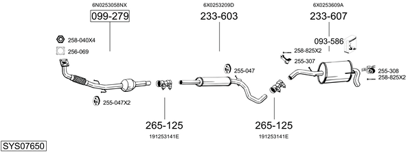 Sistema de gases de escape Vw LUPO I