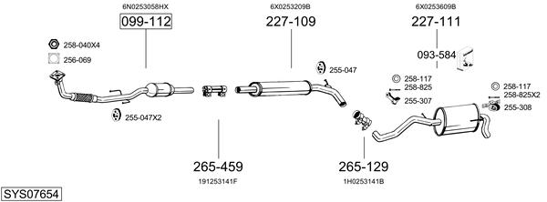 Sistema de gases de escape Vw LUPO I