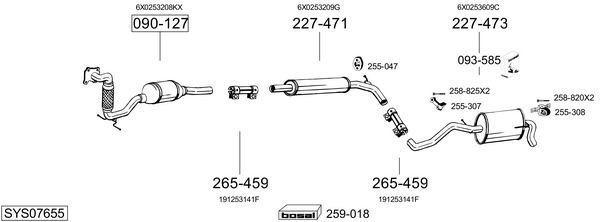 Sistema de gases de escape Vw LUPO I