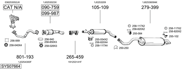 Sistema de gases de escape Vw NEW BEETLE Convertible