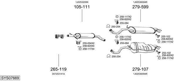 Sistema de gases de escape Vw NEW BEETLE Convertible