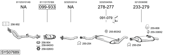 Sistema de gases de escape Vw PASSAT B2 Saloon