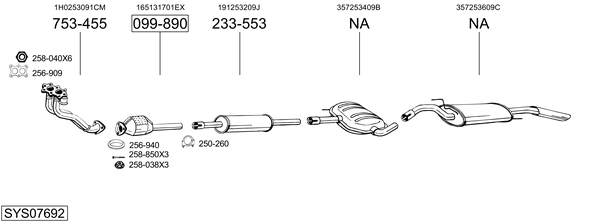 Sistema de gases de escape Vw PASSAT B3/B4