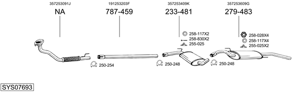 Sistema de gases de escape Vw PASSAT B3/B4