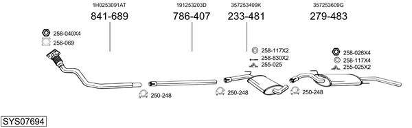 Sistema de gases de escape Vw PASSAT B3/B4