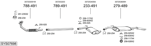 Sistema de gases de escape Vw PASSAT B3/B4