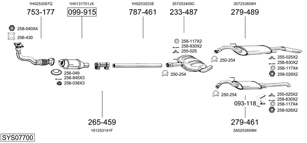 Sistema de gases de escape Vw PASSAT B3/B4