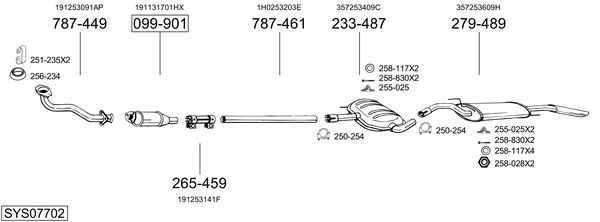 Sistema de gases de escape Vw PASSAT B3/B4