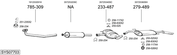 Sistema de gases de escape Vw PASSAT B3/B4