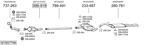 Sistema de gases de escape Vw PASSAT B3/B4