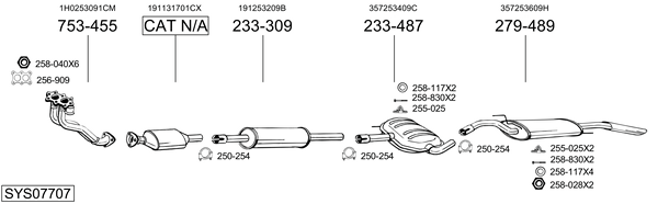 Sistema de gases de escape Vw PASSAT B3/B4