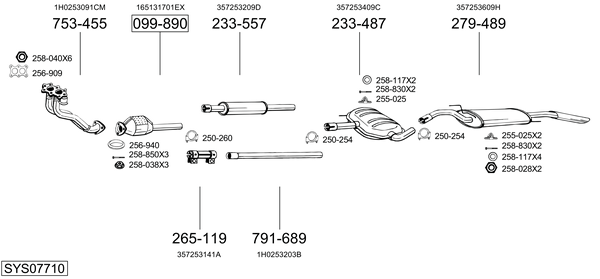 Sistema de gases de escape Vw PASSAT B3/B4