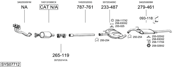 Sistema de gases de escape Vw PASSAT B3/B4