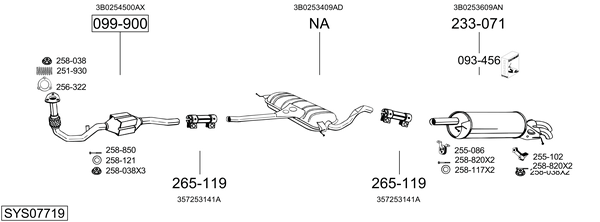 Sistema de gases de escape Vw PASSAT B5