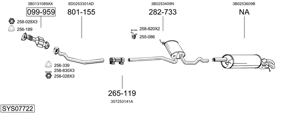 Sistema de gases de escape Vw PASSAT B5