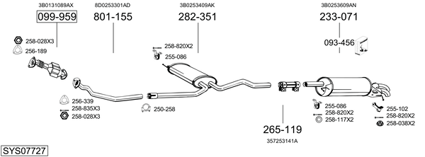 Sistema de gases de escape Vw PASSAT B5
