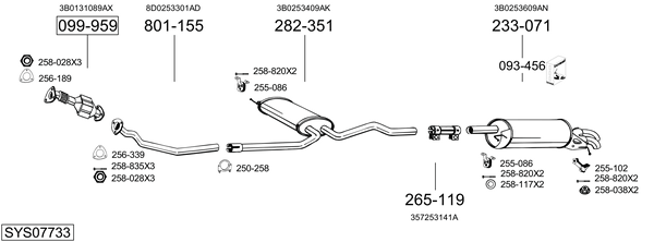 Sistema de gases de escape Vw PASSAT B5