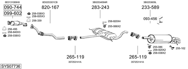 Sistema de gases de escape Vw PASSAT B5.5