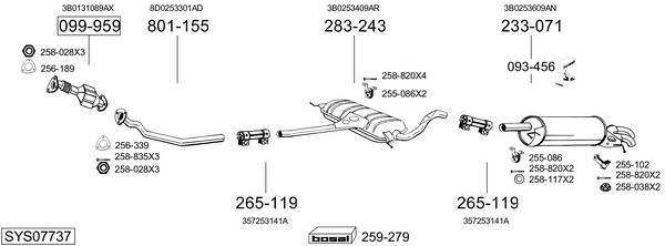 Sistema de gases de escape Vw PASSAT B5.5