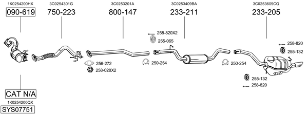 Sistema de gases de escape Vw PASSAT B6