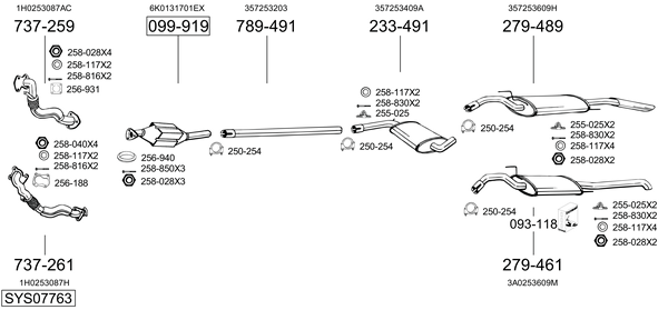 Sistema de gases de escape Vw PASSAT B3/B4 Variant