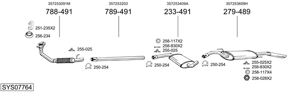 Sistema de gases de escape Vw PASSAT B3/B4 Variant