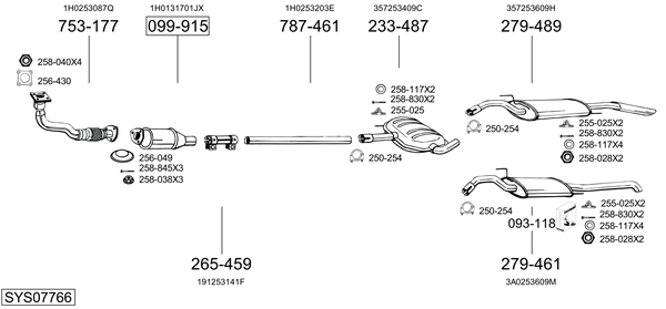 Sistema de gases de escape Vw PASSAT B3/B4 Variant