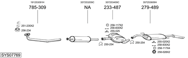 Sistema de gases de escape Vw PASSAT B3/B4 Variant