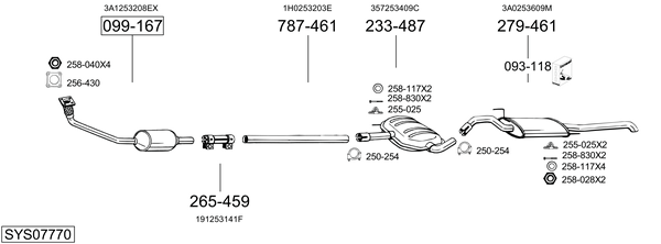Sistema de gases de escape Vw PASSAT B3/B4 Variant