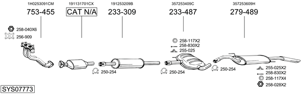 Sistema de gases de escape Vw PASSAT B3/B4 Variant