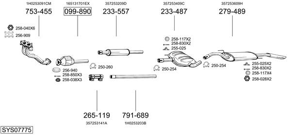Sistema de gases de escape Vw PASSAT B3/B4 Variant
